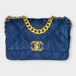 Denim Blue Small Bag with Gold hardware