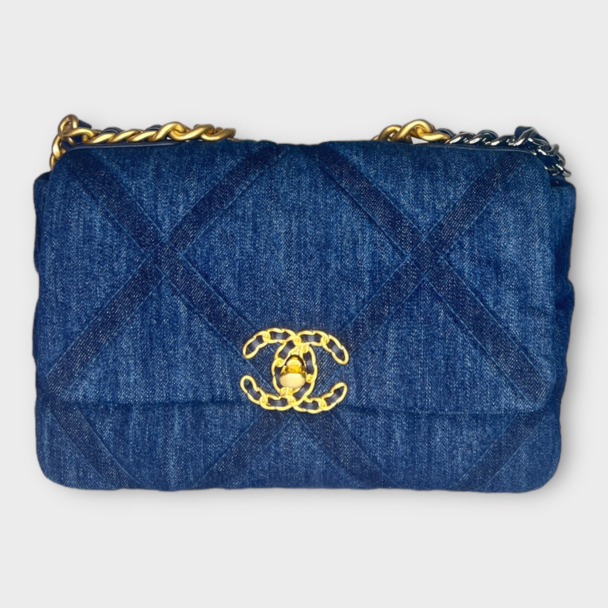 Denim Blue Small Bag with Gold hardware