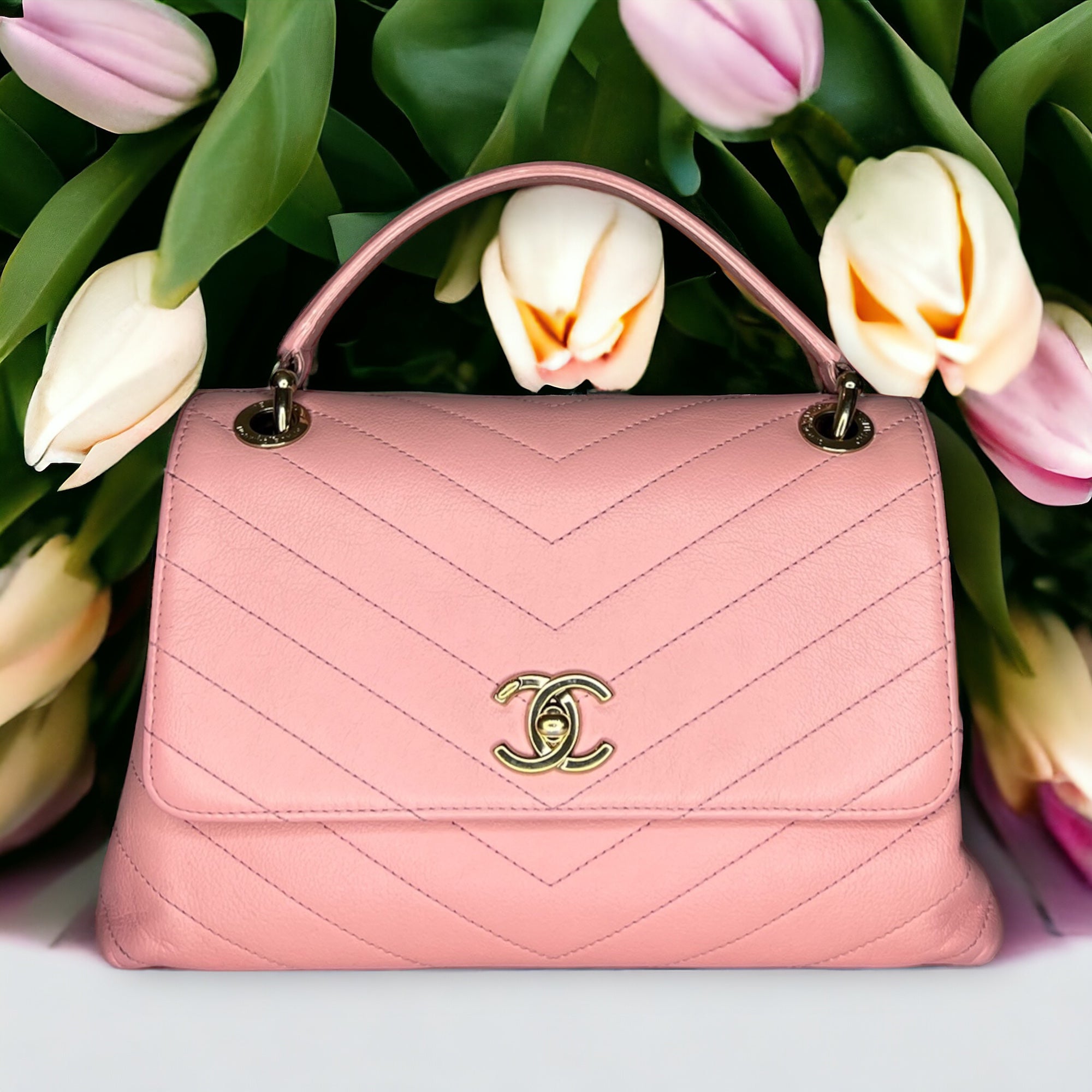 Chanel Chevron CoCo Handle in Pink